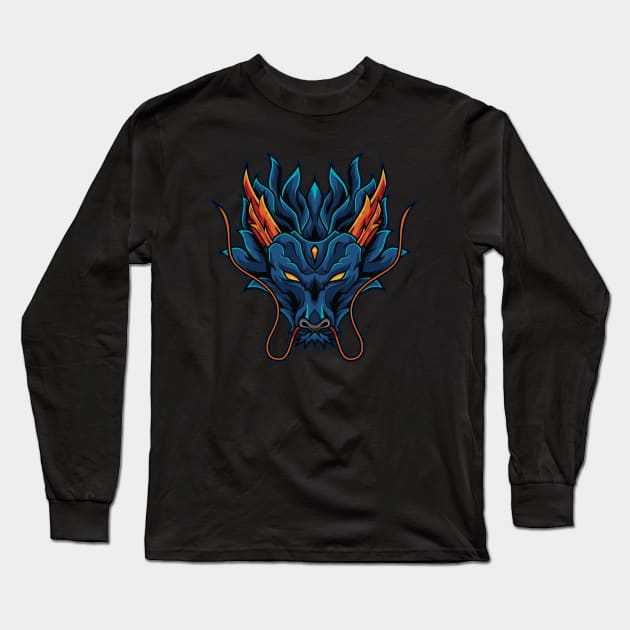 chinese blue dragon Long Sleeve T-Shirt by mrasyidkvec